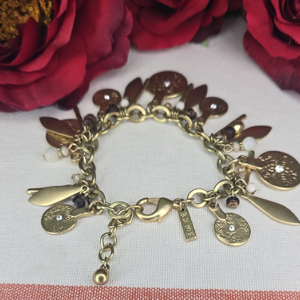 White House Black Market Matte Gold Tone Multiple Charms, Bracelet